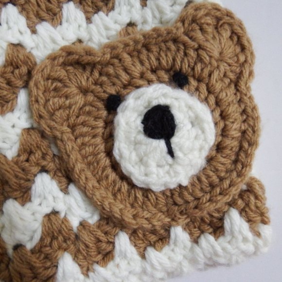 NEW Bears Baby Blanket Hand Crocheted - Picture 5 of 6